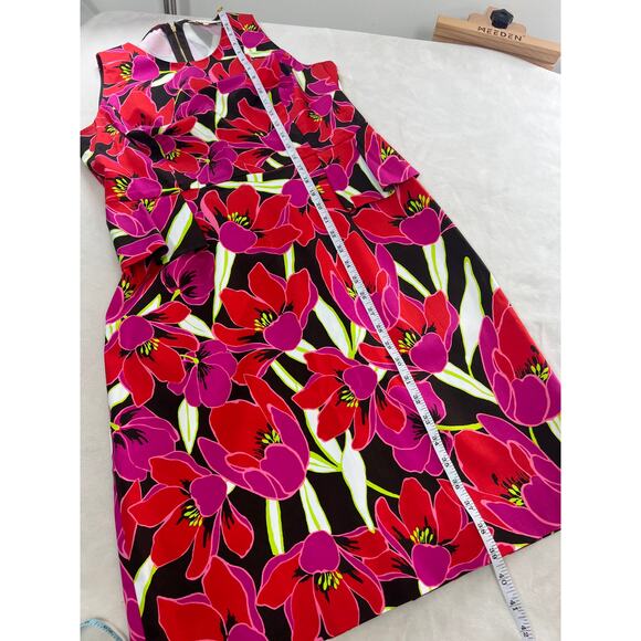 Kate Spade Dress Tropical Red Pink Floral Peplum Sleeveless Sheath Vacation - Picture 10 of 10